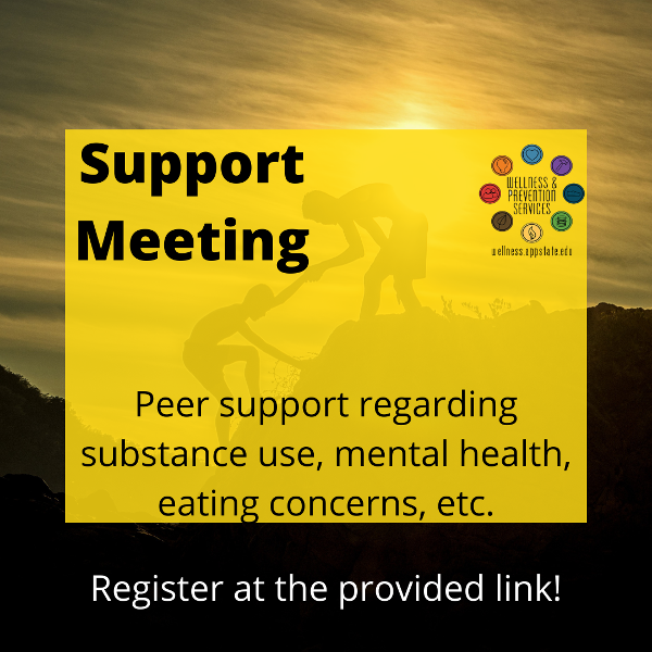 All Recovery Meeting - peer support regarding substance abuse, mental health, eating concerns, etc.